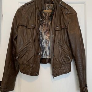 Line leather moto jacket